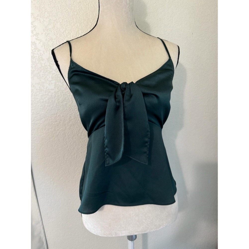 Abercrombie & Fitch Emerald Green‎ Satin Tie Front Camisole Top Small